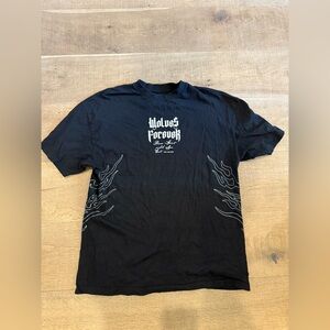 Darc Sport Black 'Wolves Forever' Graphic Tee with Side Flame Prints